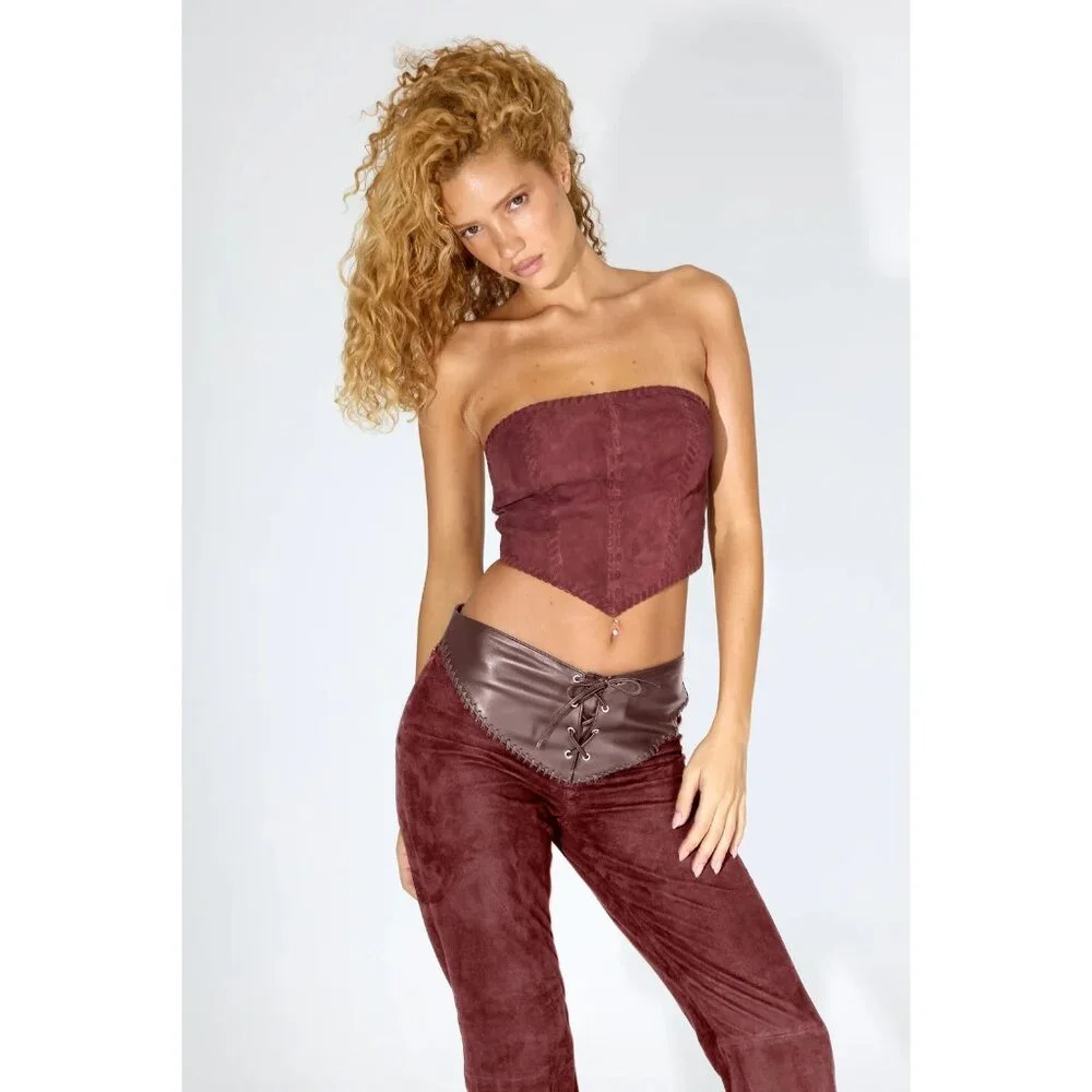 Understated Leather Sonny Suede Pants in Chocolate Small New Womens Leather